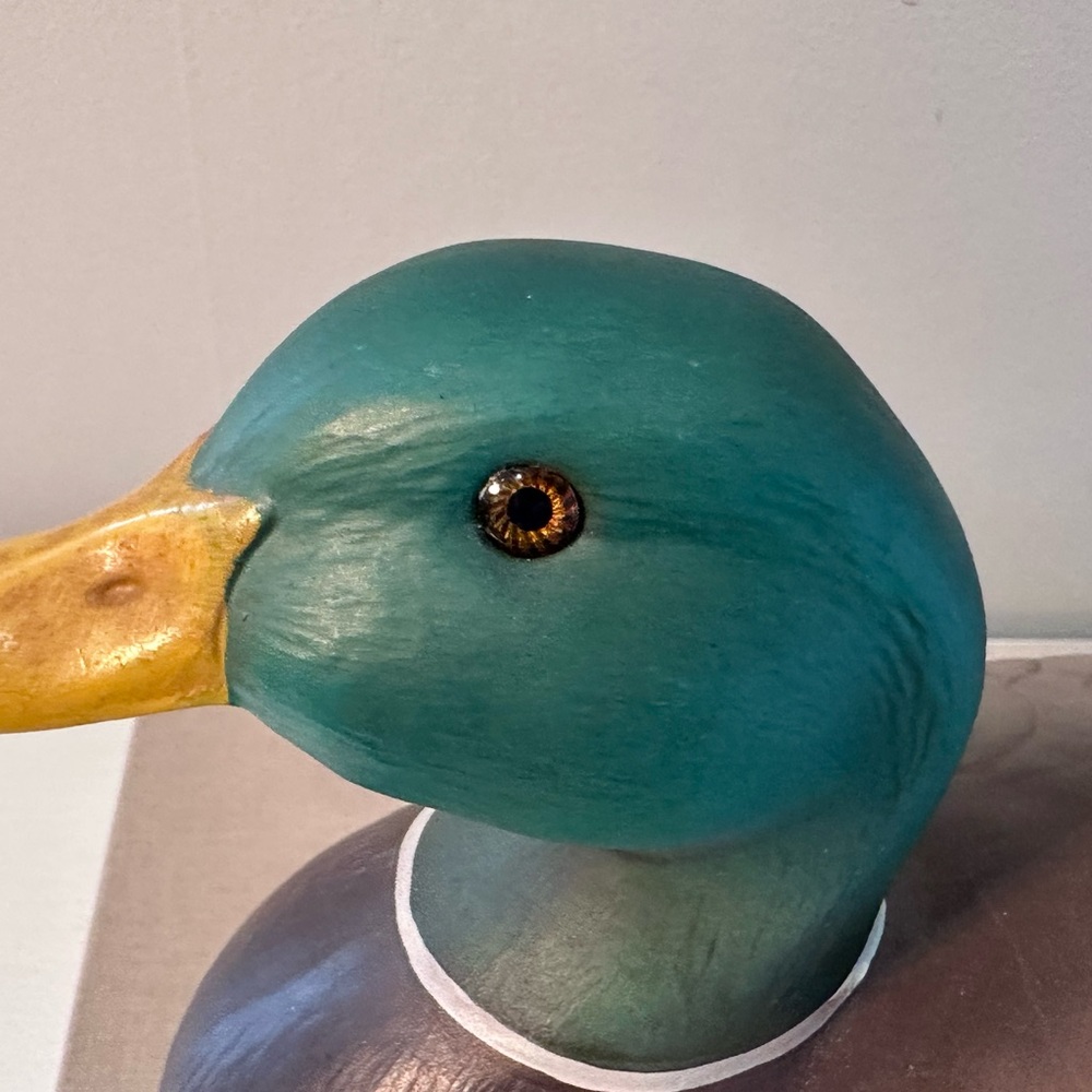 Handcrafted Ceramic Mallard Duck Sculpture - Green and Brown - Picture 3 of 13